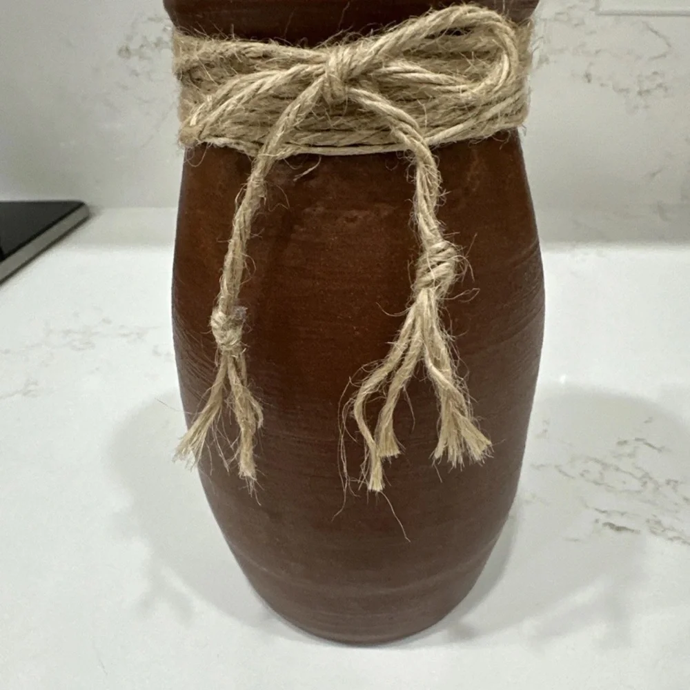 Signed 7” Terra Cotta Vase With Rustic/Tribal Aesthetic
